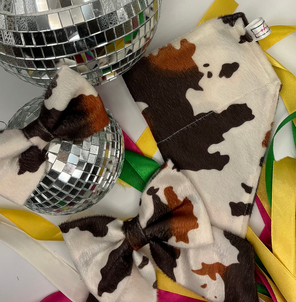 Cow Print Bow Tie
