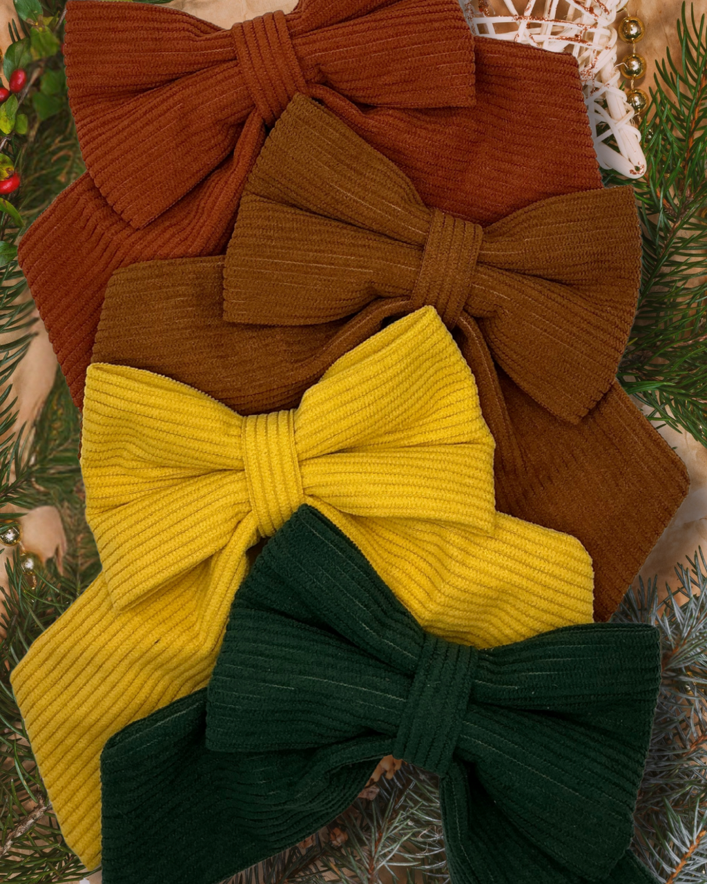 Brown Corduroy Sailor Bow