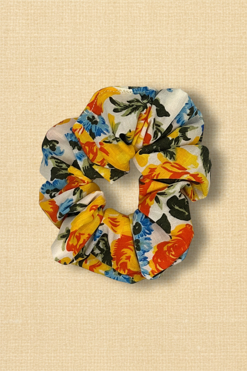 Fur-tastic Florals Yellow Scrunchie