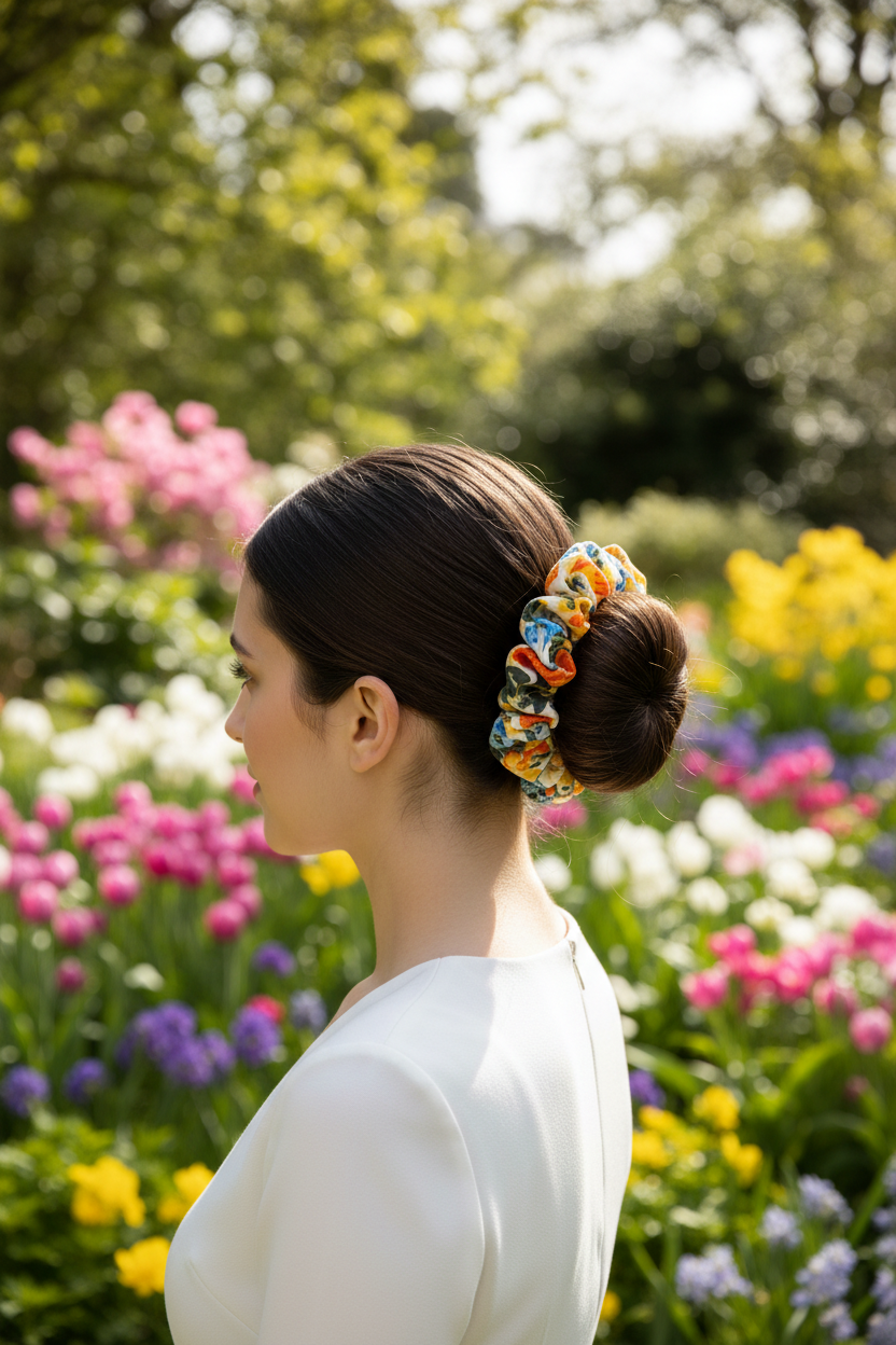 Fur-tastic Florals Yellow Scrunchie