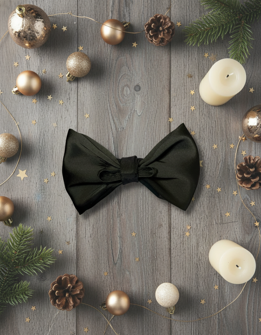 Stretch Satin Luxe Bow Tie - Black