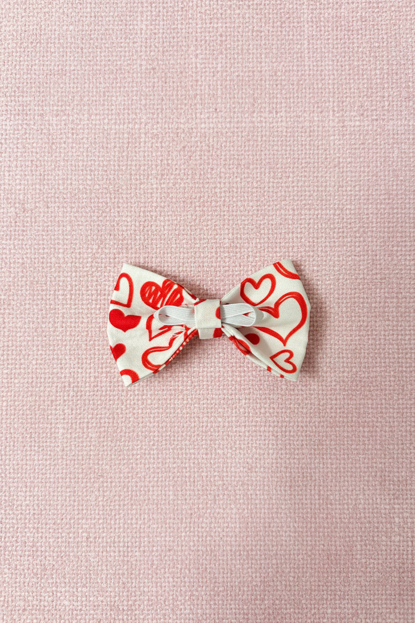 Scribble Heart Bow Tie – Ruby Red