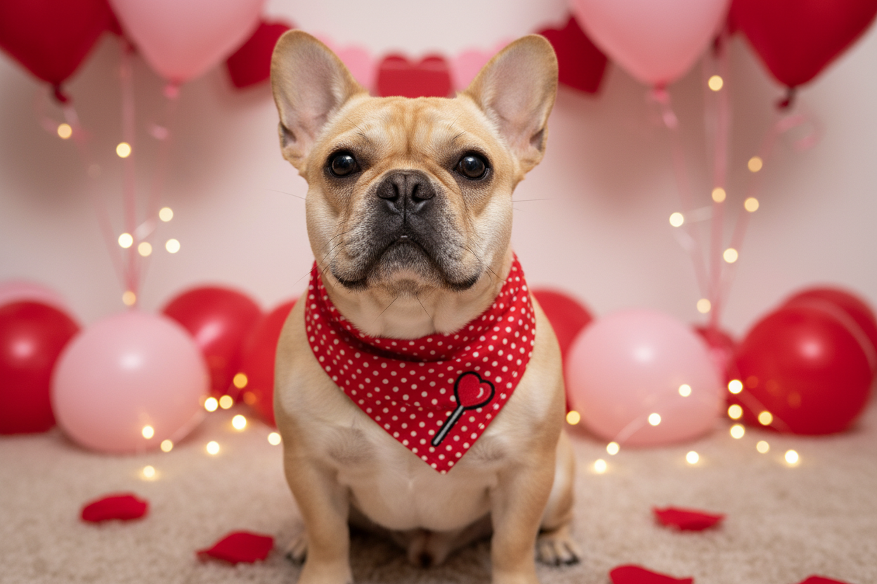 Red Polka Dot dog Valentines Bandana