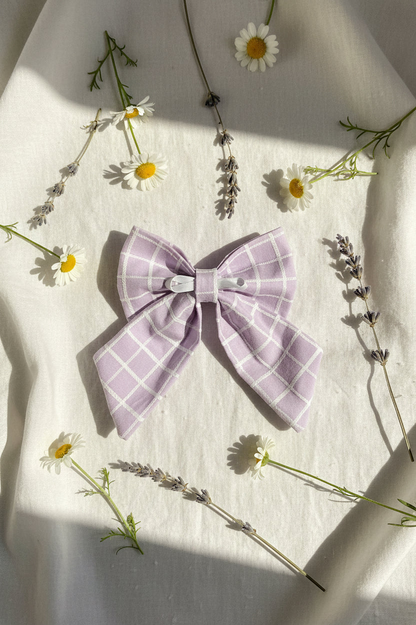 Lilac Lines Dog Sailor Bow