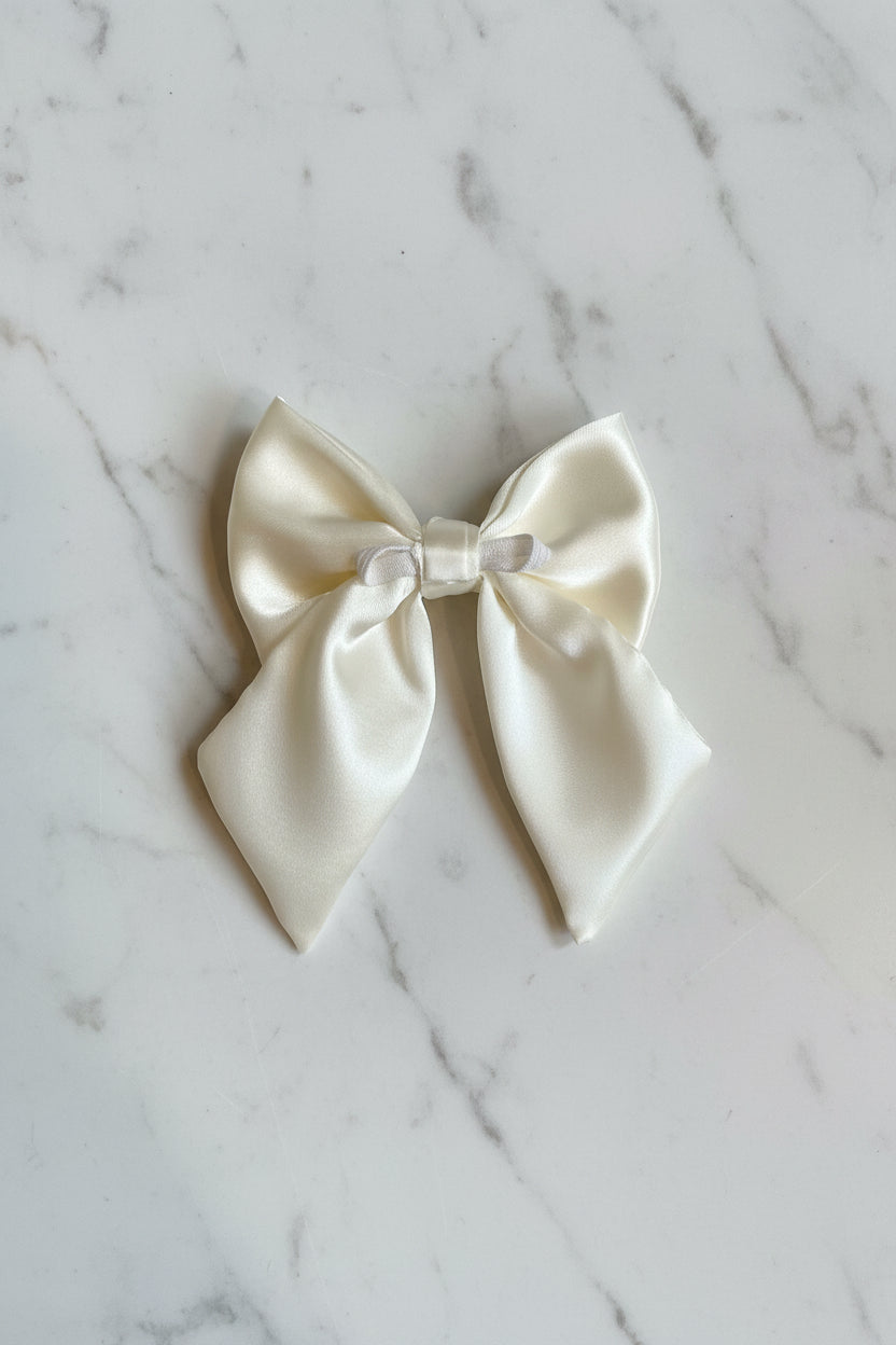 Satin Luxe Sailor Bow - Ivory