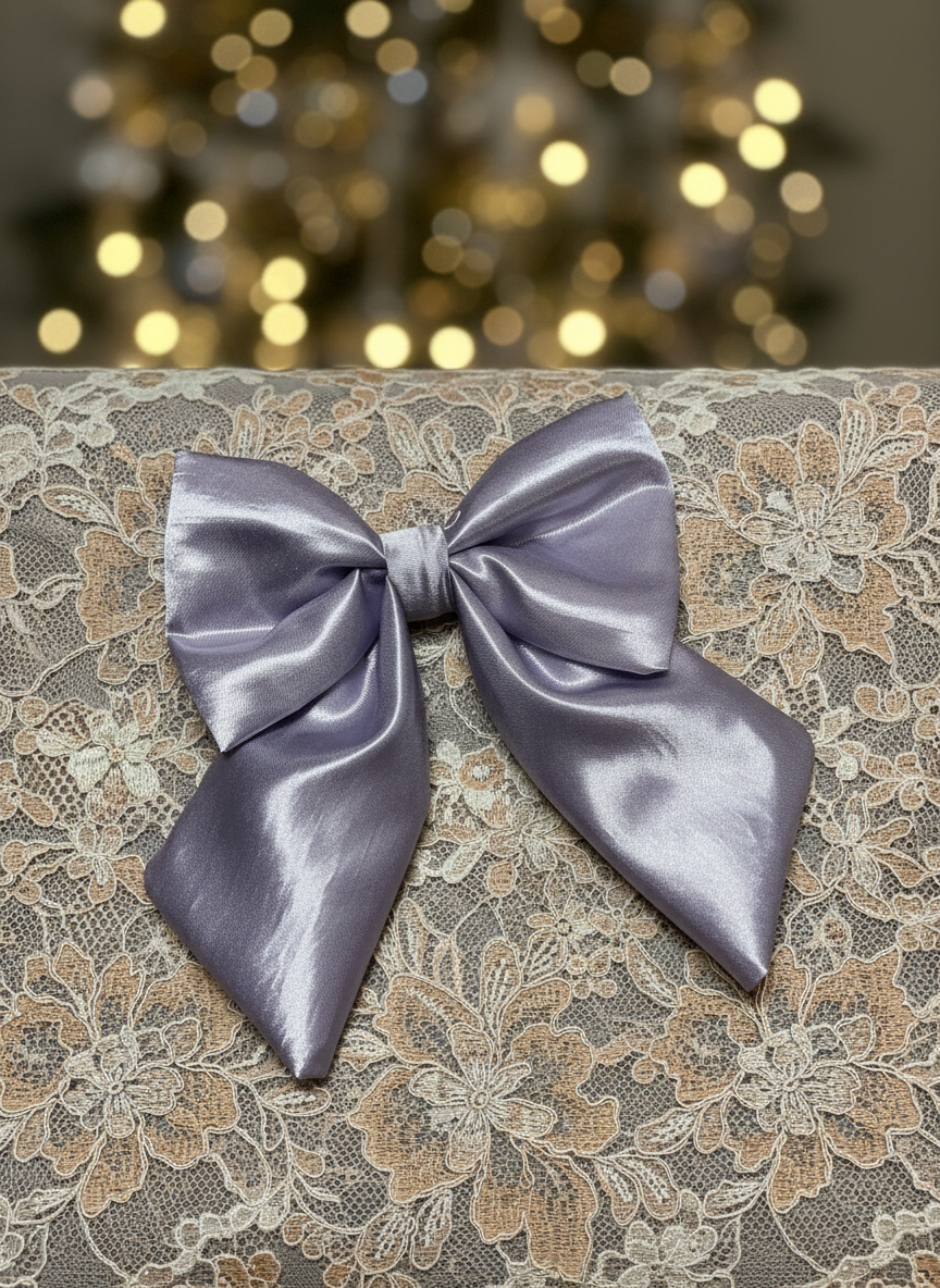Satin Luxe Sailor Bow - Lilac