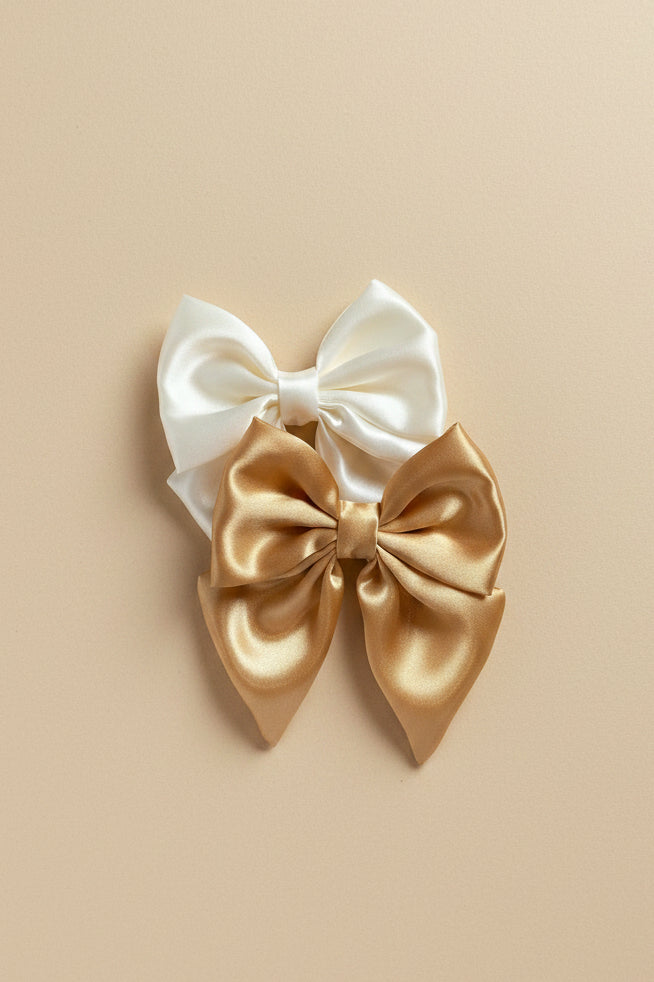 Little Satin Rambler Bow - Gold