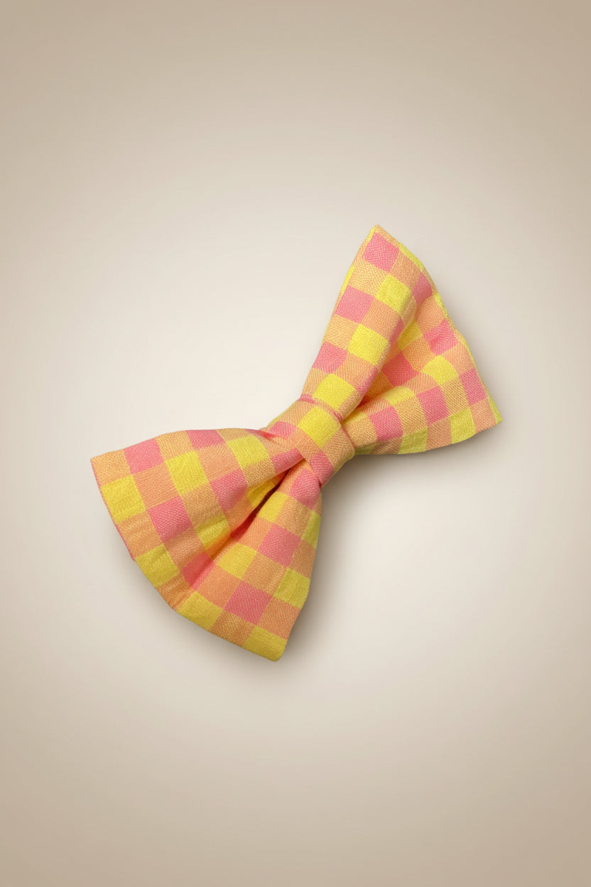 Picnic Pals - Peach Gingham Bow Tie