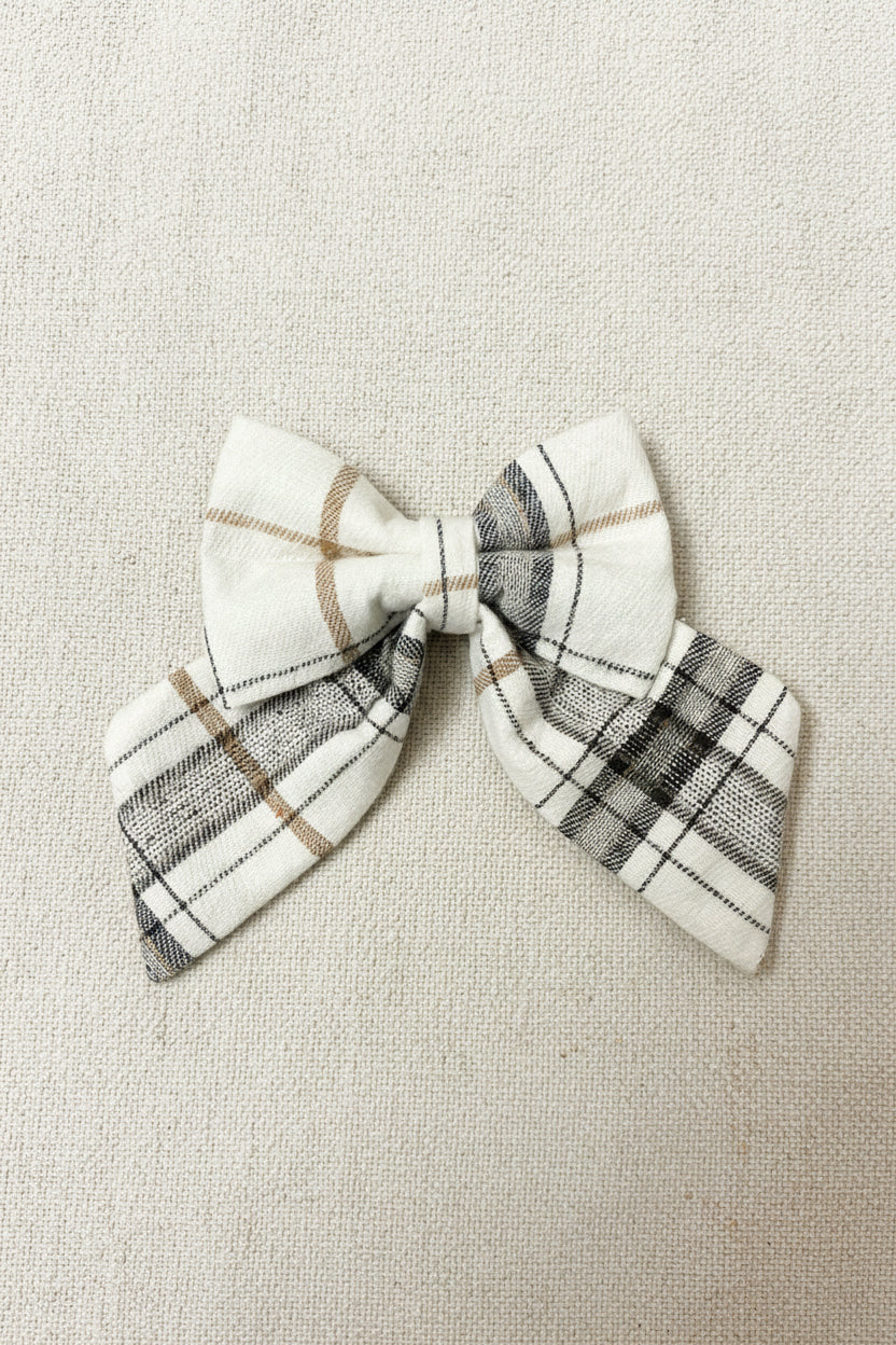 Heritage Hounds - Neutrals Plaid Sailor Bow