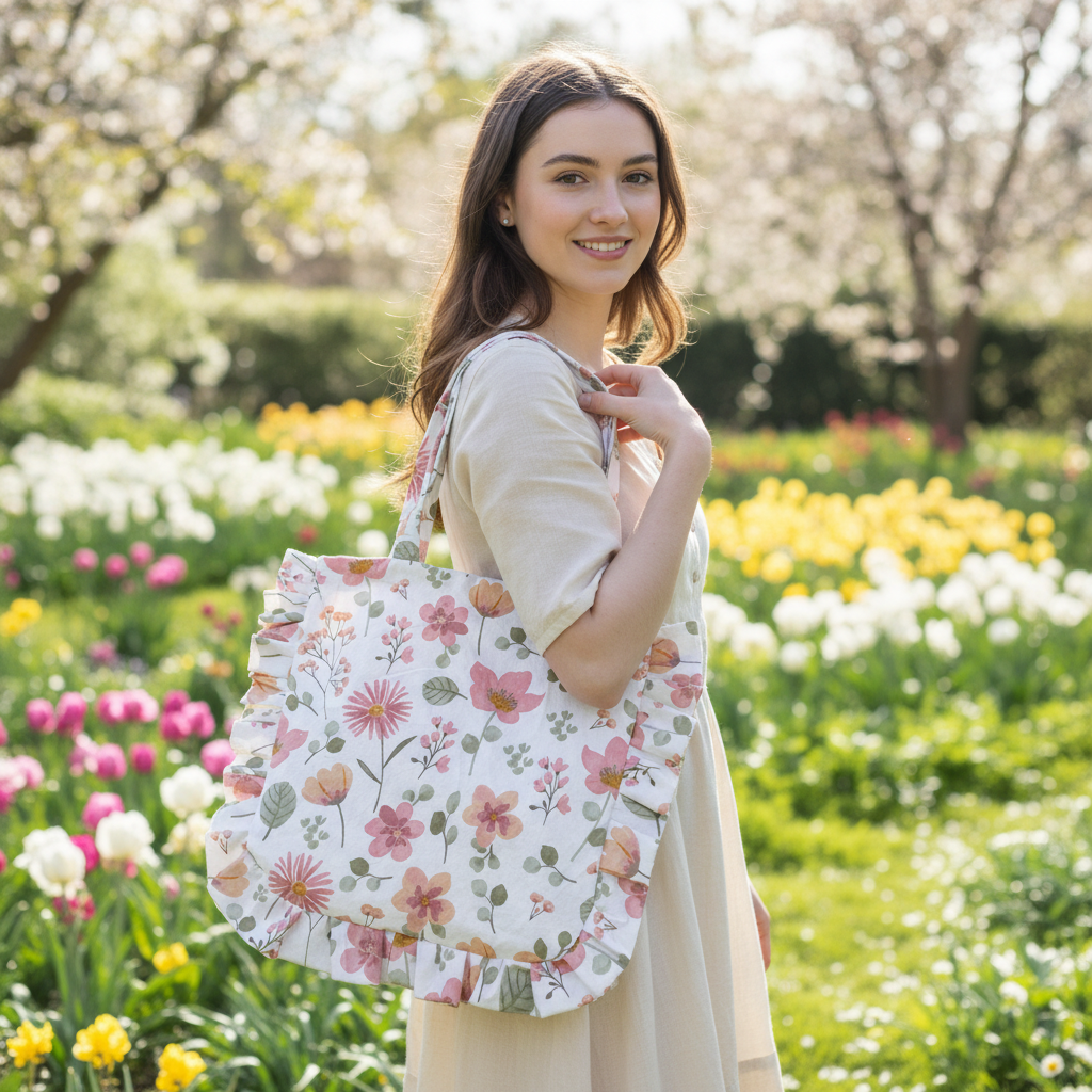 Picnic PAWfect: Cottage Charm Peach Tote Bag