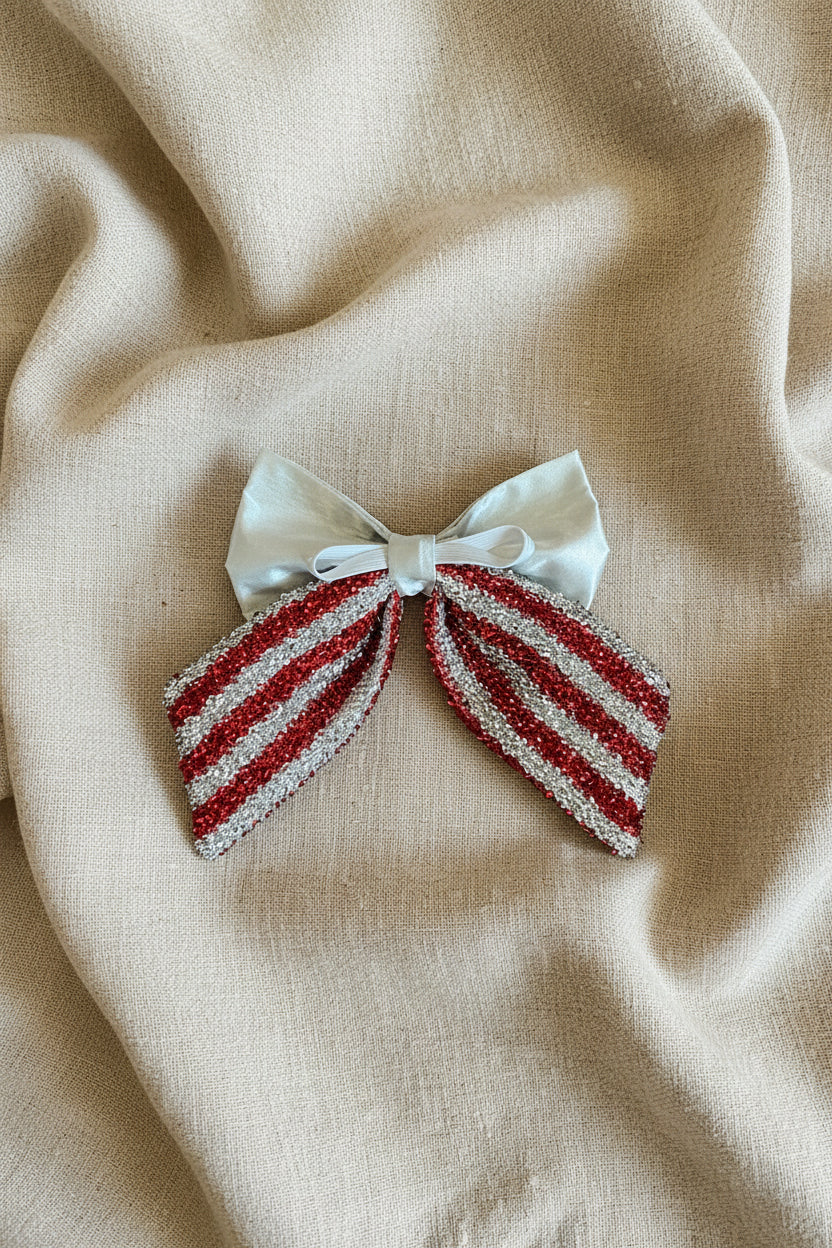 Tiding & Tartan - Candy Cane Sparkle Sailor Bow