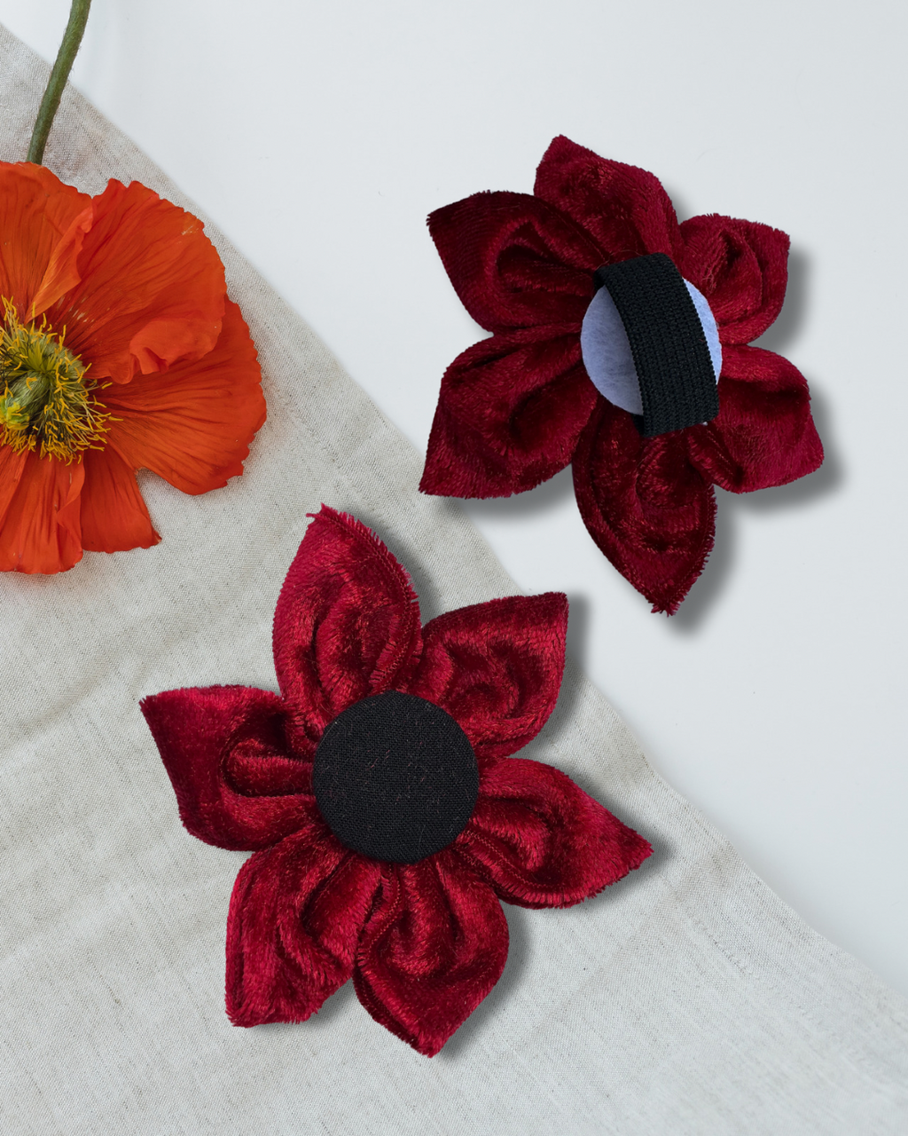 Paws for Remembrance Burgundy Poppy Collar Flower