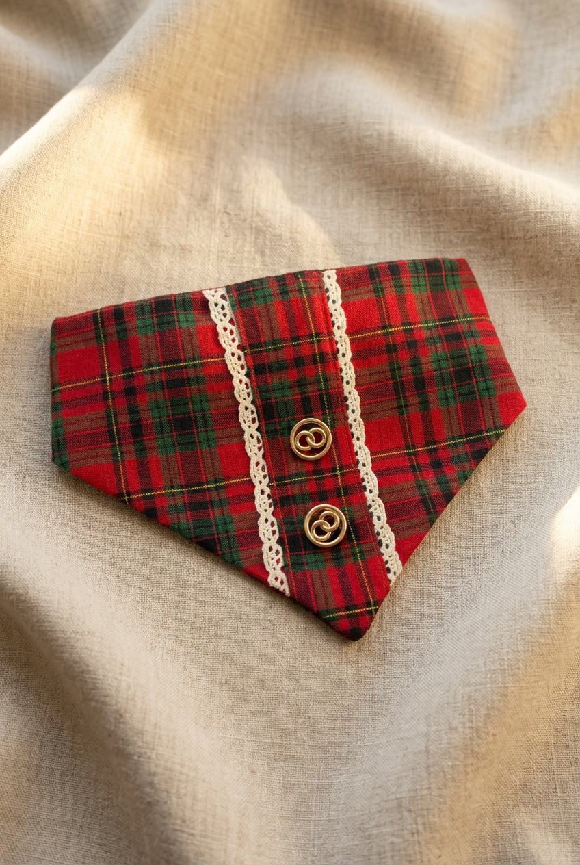 Tinsel + Tartan - Red Tartan Elasticated Bandana