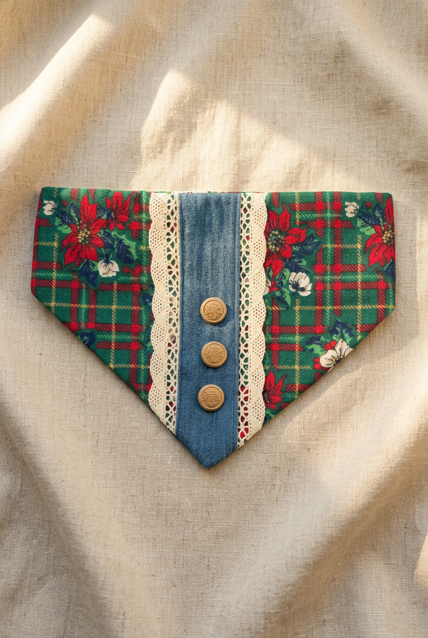 Tinsel + Tartan - Poinsettia Tartan Elasticated Bandana