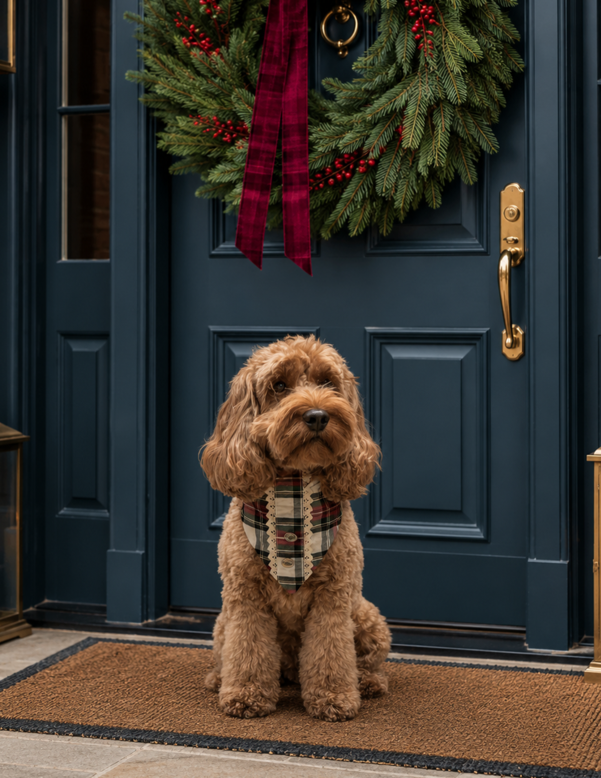 Tinsel + Tartan - White Tartan Elasticated Bandana